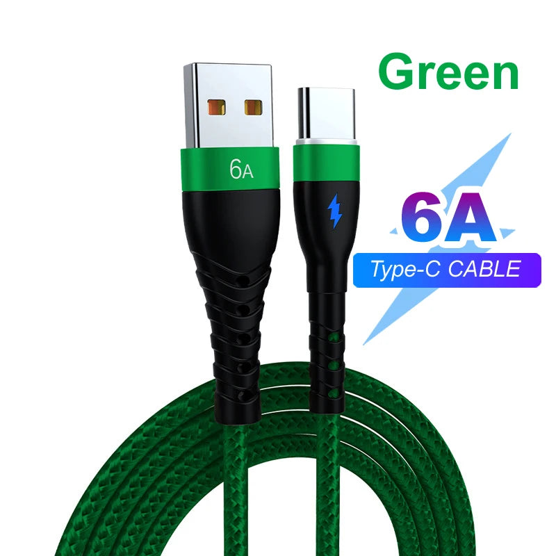 66W 6A Fast Charger Type C Cable USB C 1m 2m 3m Nylon Cable For iPhone 13 12 Xiaomi Huawei Samsung iPad For iphone charger Cable