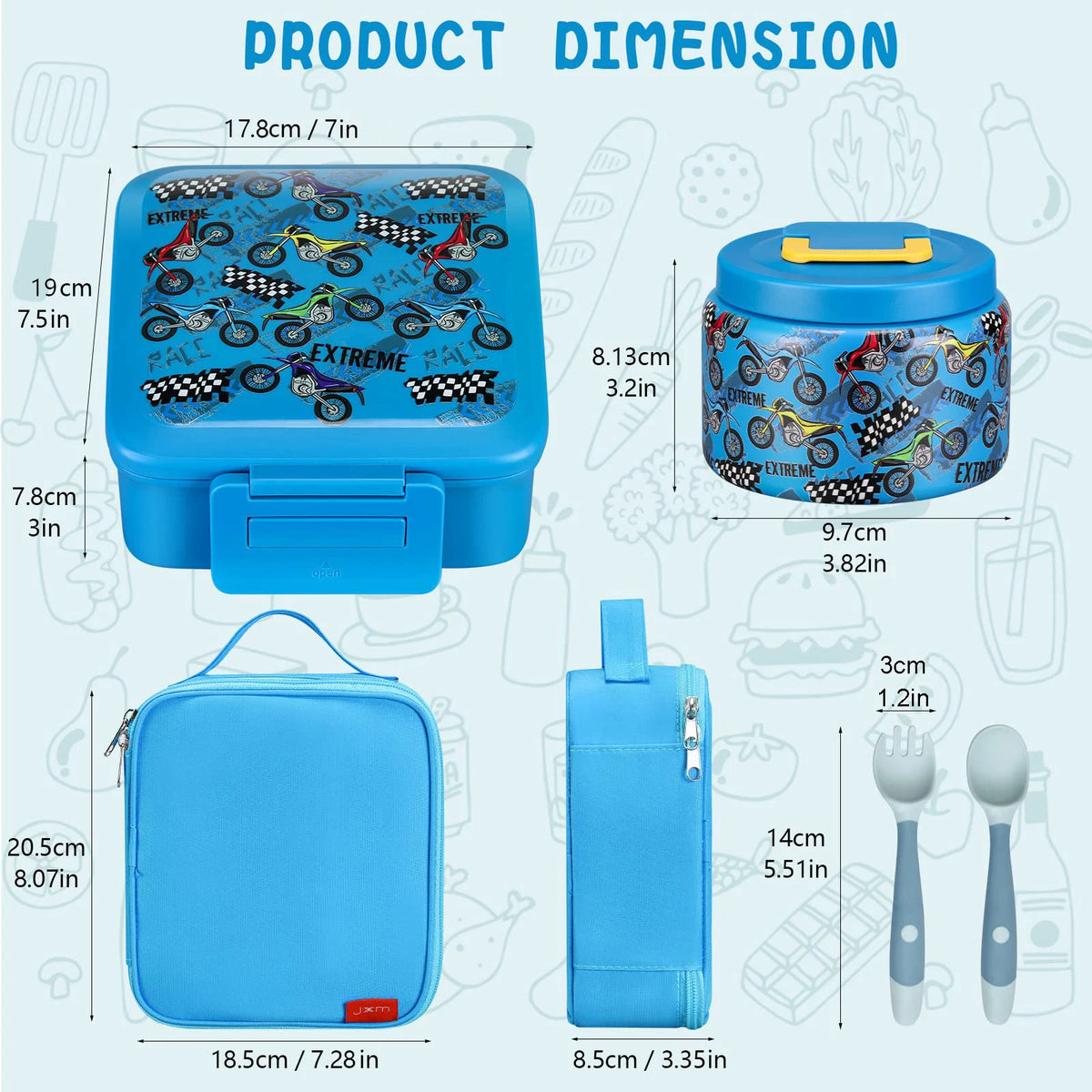 Kids Bento Lunch Kit - Food Jar, Lunch Bag, Ice Pack & Cutlery - photo 4