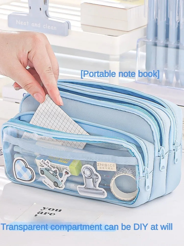 Clear Transparent Pencil Case, Large Capacity Multifunctional Stationery Storage Bag for School Students, Durable & Convenient