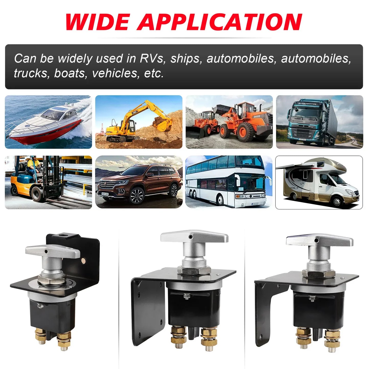 1500A Battery Circuit Cutter Disconnecter Isolator Heavy Duty Battery Kill Mass Switch With Keyhole For RV Camper Van Truck Boat