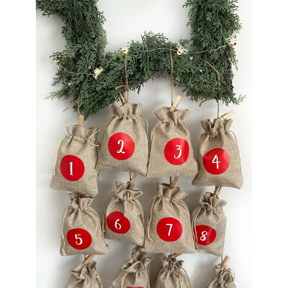 Advent Calendar Kit 24 Christmas Advent Calendar Bag Countdown To Christmas Home Fireplace Decoration Xmas Eve Stocking Present