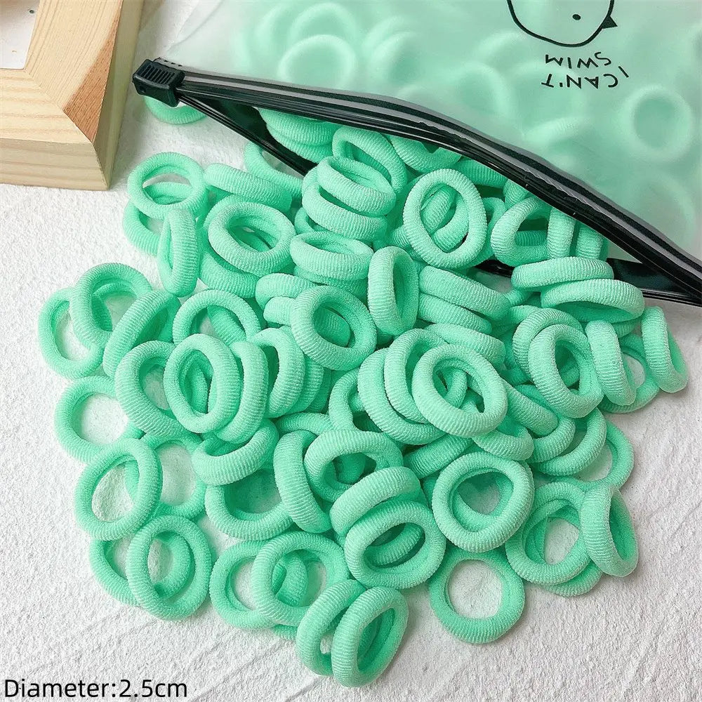 50pcs Black Elastic Hair Band Leagues Ties Colets Scrunchies Springs Gum Accessory For Girl Women No Damage Pigtails Holder Set