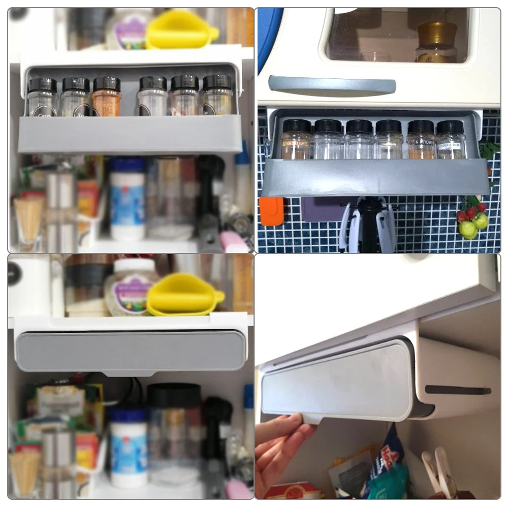 Hidden Under-Shelf Spice Bottle Organizer - Self-Adhesive Drawer Rack - photo 6