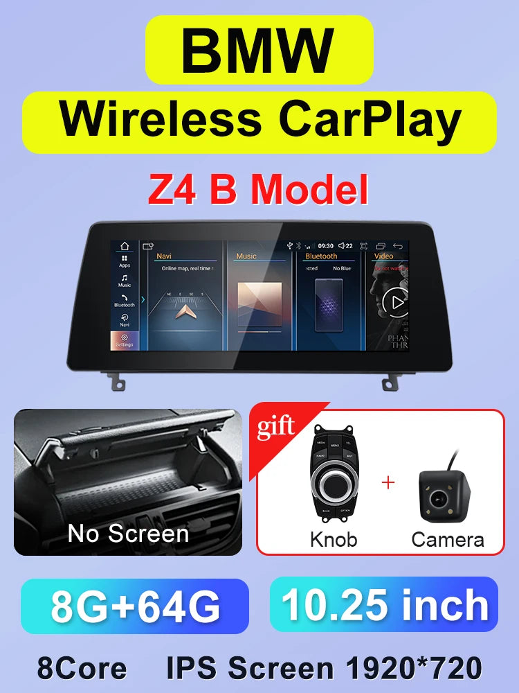 10.25" Car Stereo with Apple CarPlay & Android Auto, Compatible with BMW Z4 E85 E86 E89 (CIC/NBT)