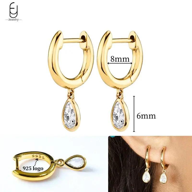 925 Sterling Silver Crystal Drop Earrings for Women - Heart & Flower Studs