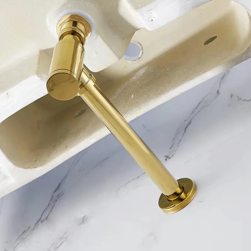 Wash Basin Bottle Plumbing P-Trap Bathroom Sink Siphon Drain Sewer Pipe Kit Luxury Matt Black High Quality Brass Body