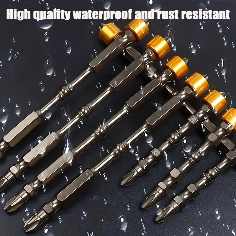 5pcs PH2 Hardness 65mm/110mm Double Cross Head Magnetic Electric Screwdriver Bit Phillips Screw Driver With Ring,Yellow