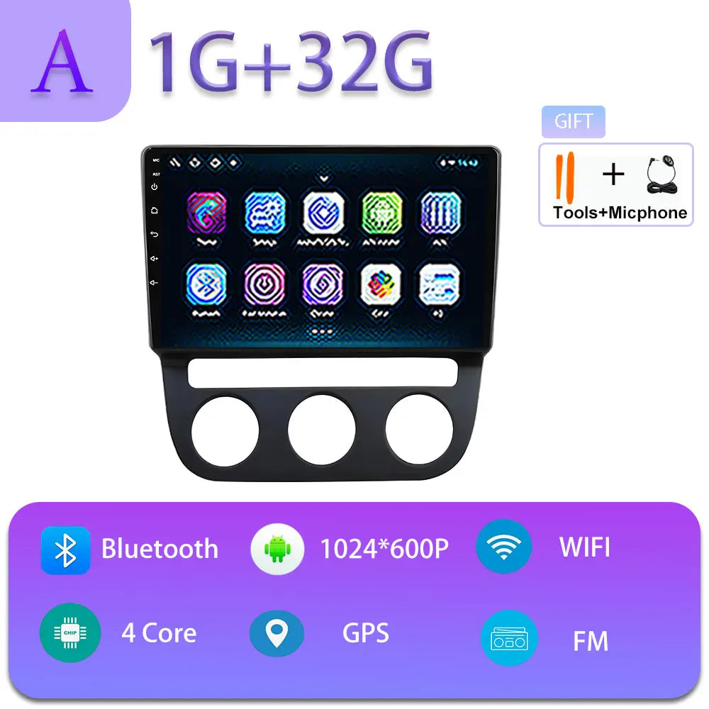 Android Car Stereo for VW Golf Mk5, Jetta GLI, Rabbit 1K (2006–2010) — CarPlay, Android Auto, GPS, 4G, WiFi