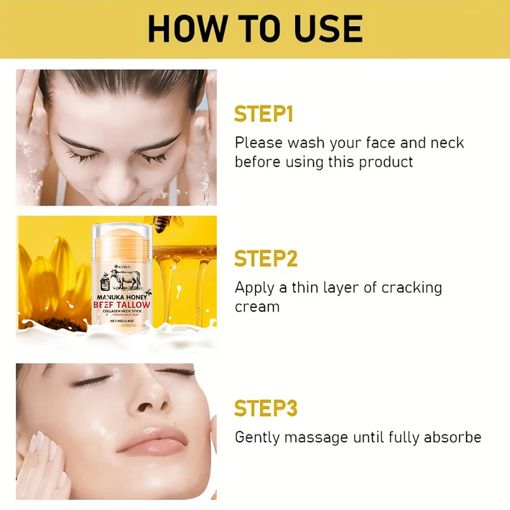 SUYARUN Honey Tallow Neck Care Cream Stick – Deep Moisturizing & Nourishing for Dry Rough Neck Skin