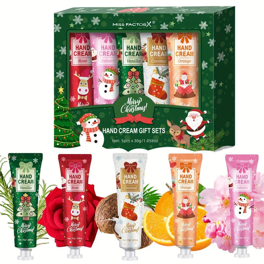Christmas Hand Cream Gift Set - 5 Boxed 30g Tubes with Cream Texture