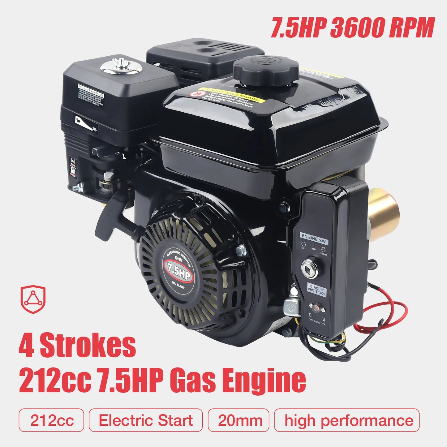 Gasoline Engine 7.5HP 210cc 4 Stroke Engine with Electric Start for Generator Water Pump Go Kart Pressure Washer