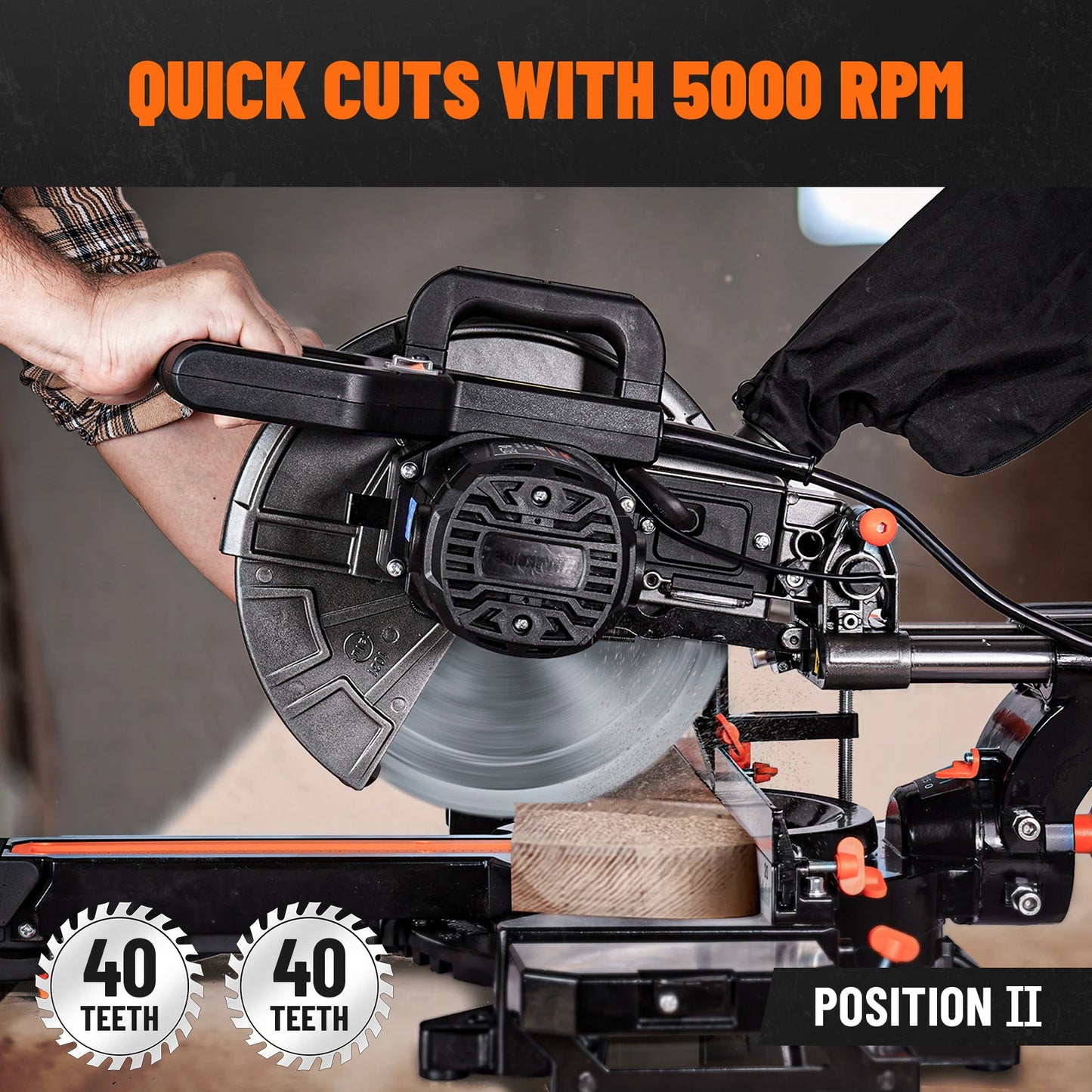 DOVAMAN 10" Sliding Miter Saw — Dual-Mode Cutter with Laser & 3 TCT Blades