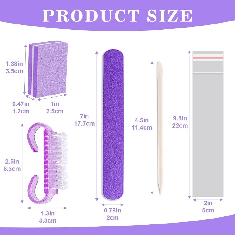 20Sets Disposable Manicure Kit 4 Piece Nail Kit for Travel,Handle Grip Brush,Mini Nail Buffer Nail File and Wood Stick for Gifts