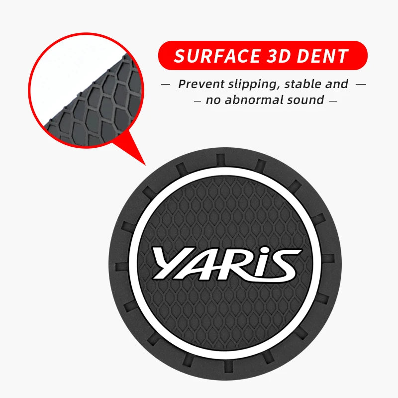 2PCS Silicone Car Cup Holder Mat Anti-Slip Coaster Pad for Toyota Yaris Accessories
