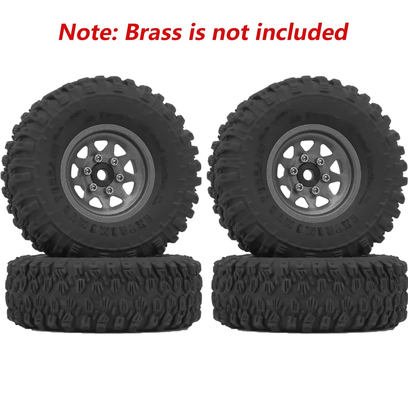 RCXAZ 1.0" Beadlock Wheel Rims 52*19mm Tires Set for 1/18 1/24 RC Crawler Car Axial SCX24 FMS FCX24 TRX4M (W1004-T1014)