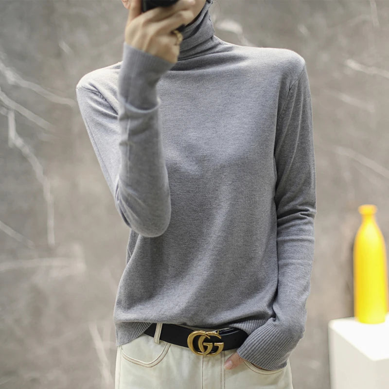 Women's Slim Fit Turtleneck Sweater - Long Sleeve Knit Pullover - photo 9