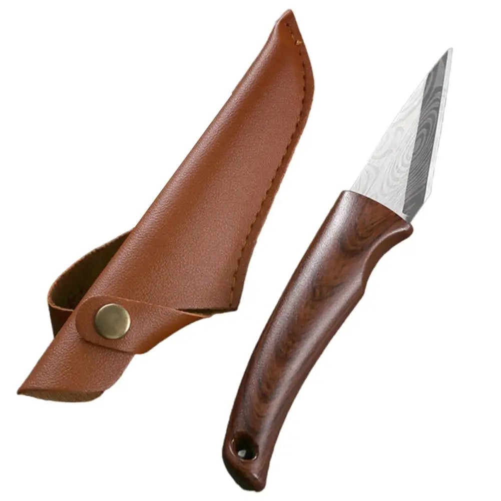 Grafting Knife with Leather Sheath — Wooden Handle Budding Tool