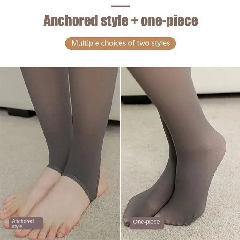 Women's Fleece-Lined Thermal Pantyhose, Sheer Look