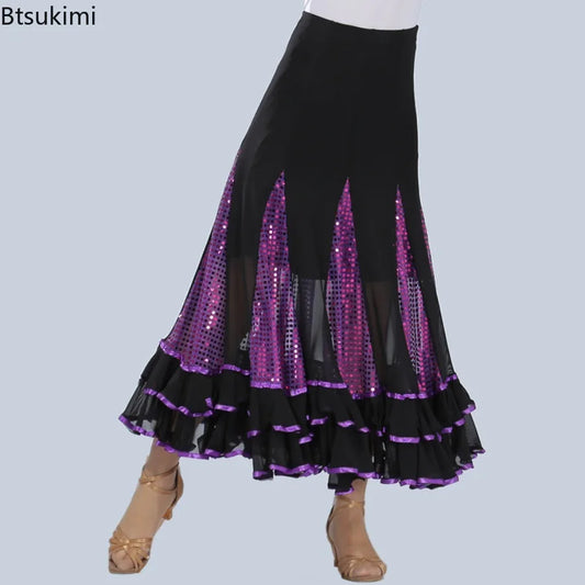 Women's sequin big swing long ballroom dress