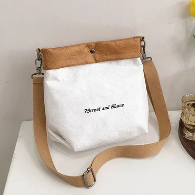 Women's Small Kraft Paper Bucket Bag - Roll Top Shoulder Purse - photo 9