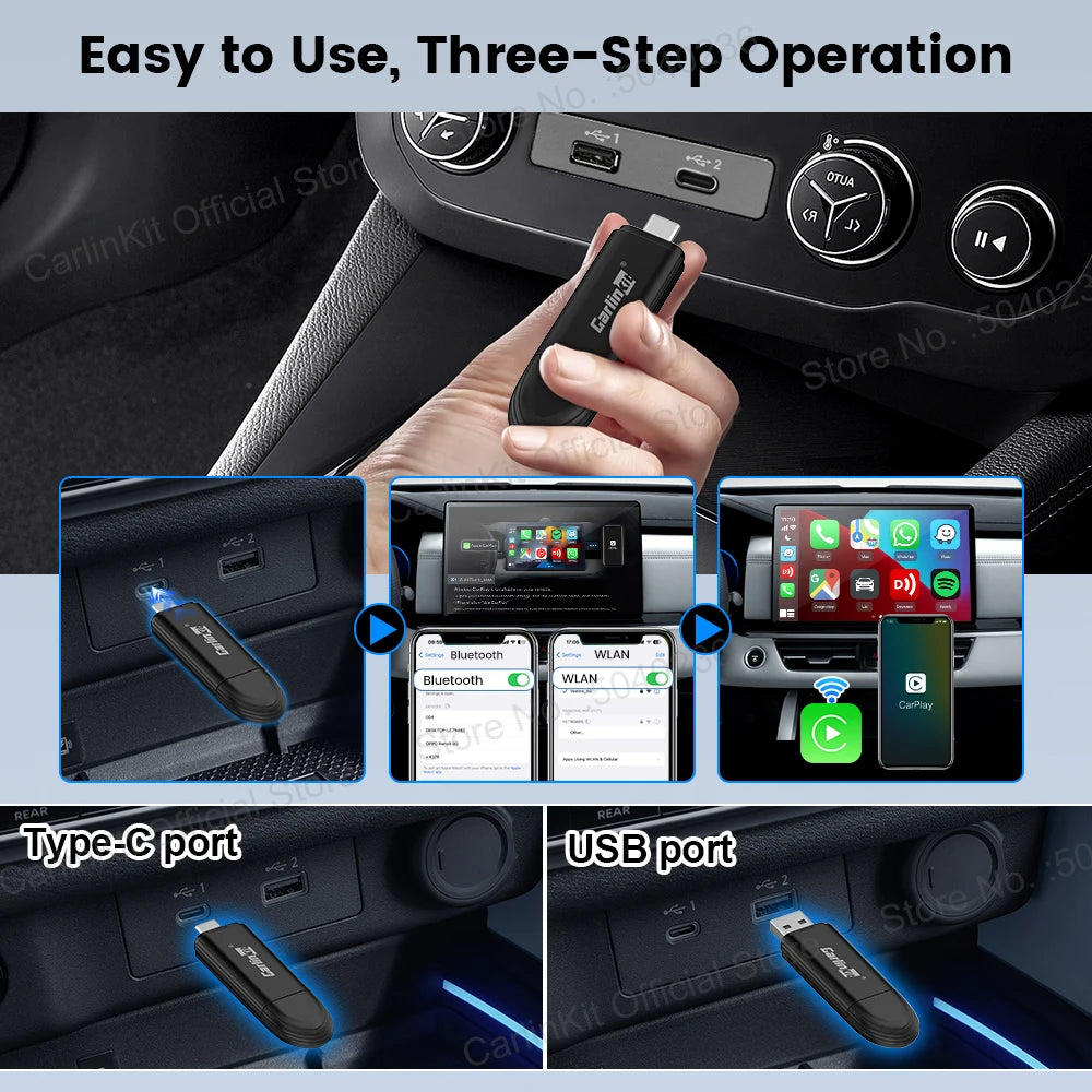 2026 New CarlinKit Mini Smart Car Dongle Wired To Wireless CarPlay Adapter Car Intelligent Systems Upgrade WiFi BT Auto Connect