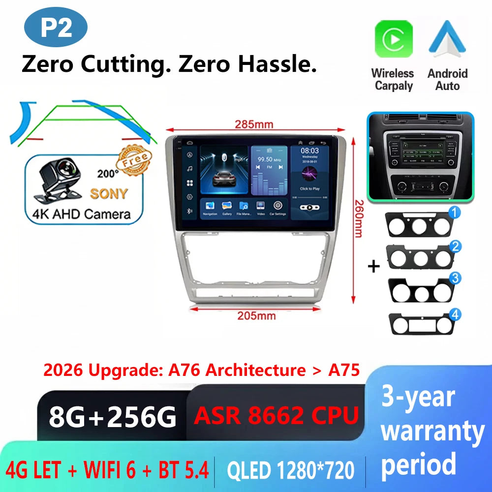 Car Stereo with Apple CarPlay & Android Auto, Compatible with Skoda Octavia 2 A5
