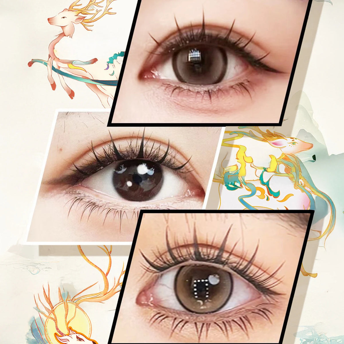 Natural Cosplay False Eyelashes No Glue Need Eyelash Clusters False Eyelashes for Eye-Lifting Effect DIY Makeup Use Makeup Tools