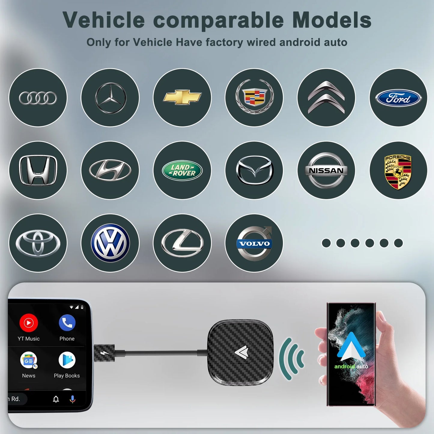 Wireless CarPlay & Android Auto Dongle — Converts Wired to Wireless, Plug and Play for iPhone & Android