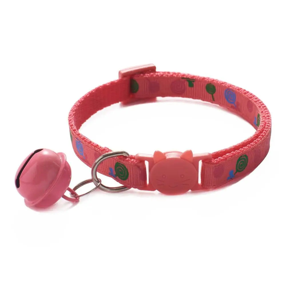 Puppy Cartoon Cat Collars Pet Supplies Adjustable Kitten Necklace Cute Cat Head Bell Pendant Collar