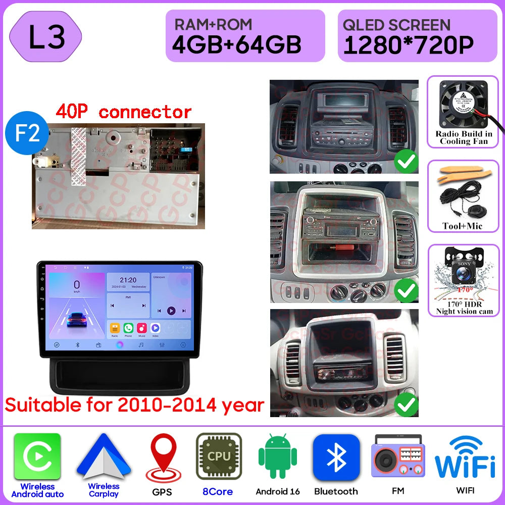 Car Stereo with Apple CarPlay & Android Auto, Compatible with Renault Trafic 2, Opel Vivaro A & Nissan Primastar