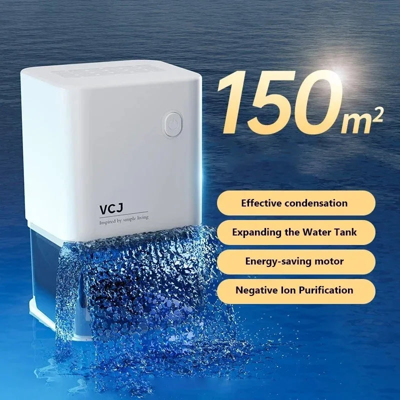 2025 New Silent Dehumidifier For EU Plug - Quiet Moisture Absorber Air Dryer Deodorizer for Bedroom Office Kitchen Home