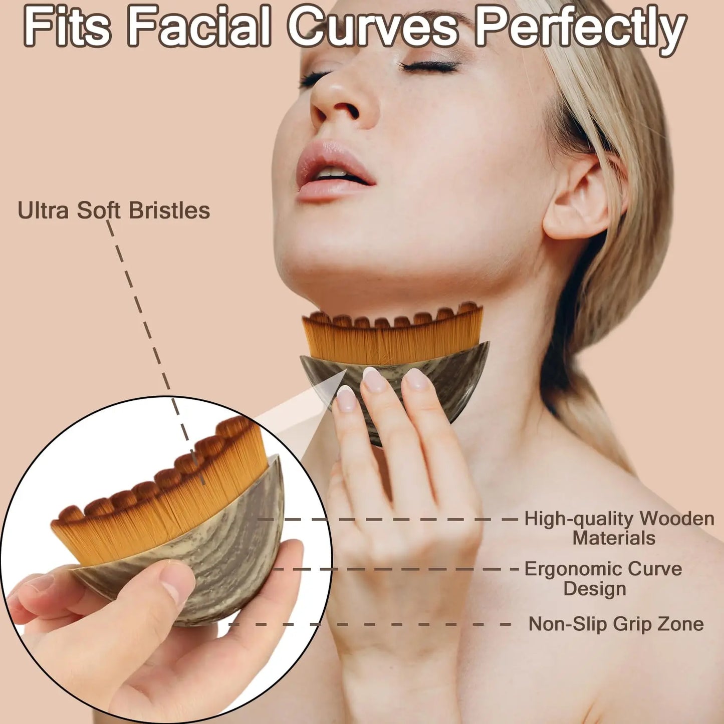 1 PCS Lymphatic Contour Face Brush with Storage Box Lymphatic Drainage Brush for Face Chin & Neck