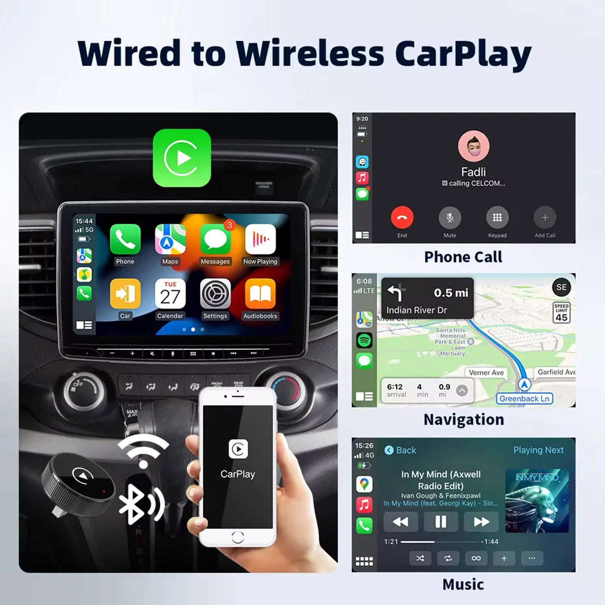 2-in-1 Wireless CarPlay & Android Auto Adapter — USB Smart Box, Auto-Connect for Factory Wired Cars