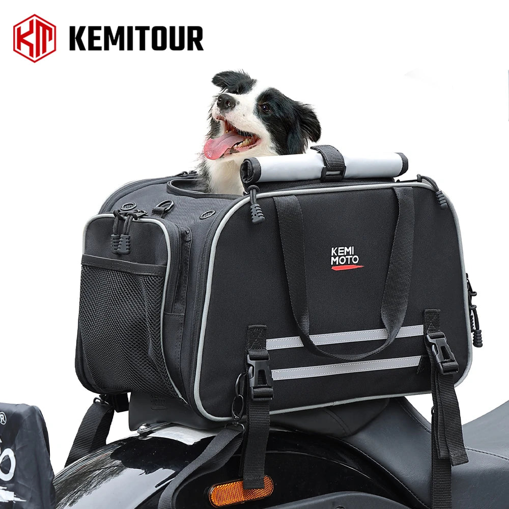 Motorcycle Pet Carrier Bag - Folding Travel Carrier up to 20 lbs