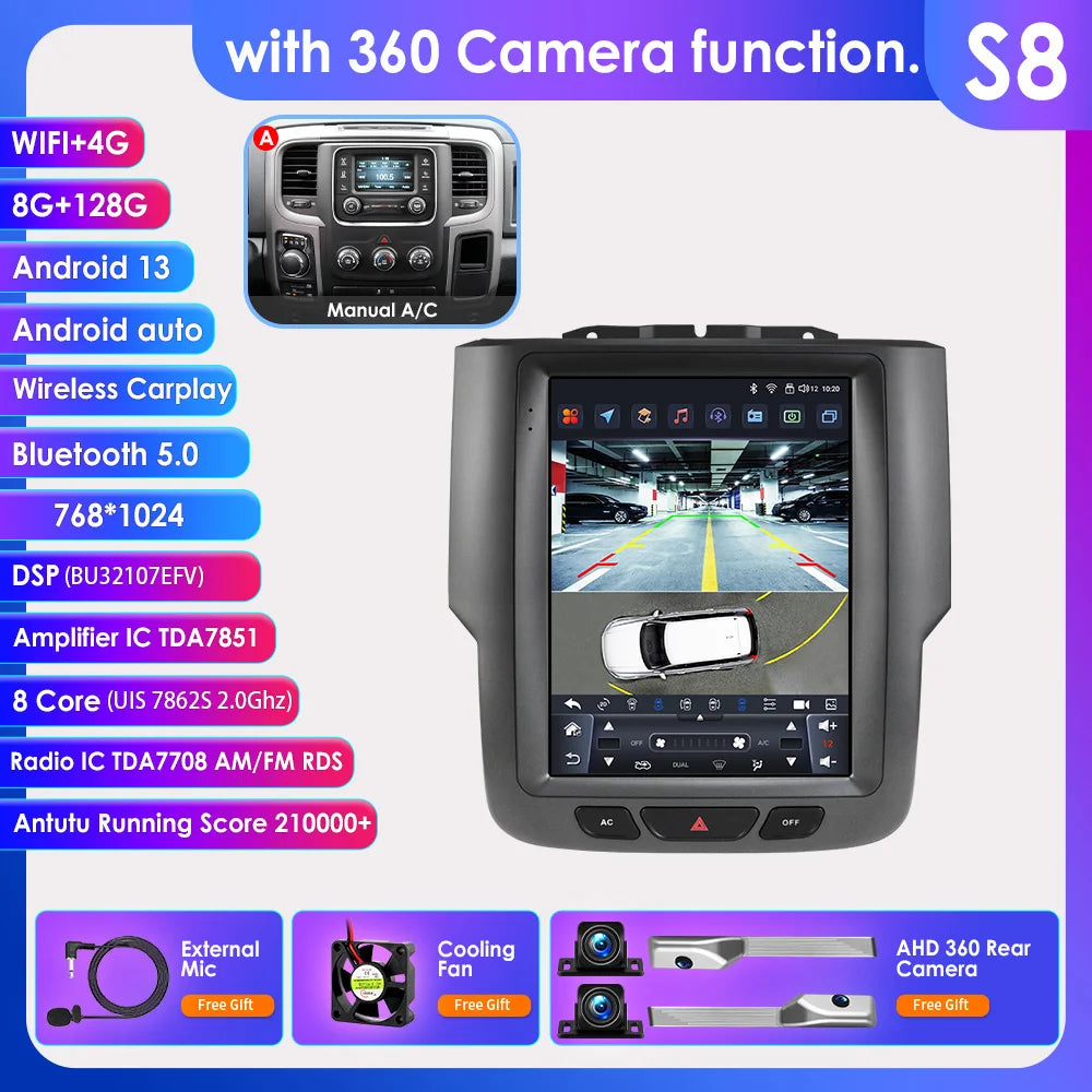 9.7" Tesla-Style Android Multimedia Screen — Dodge RAM 1500/2500/3500 (2013-2018)