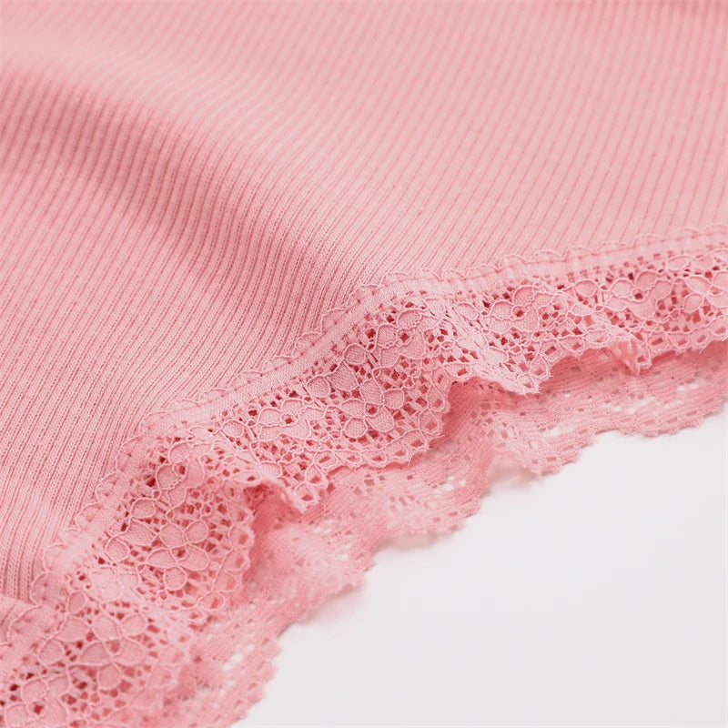 2PCS Cotton Panties for Women Sexy Lace Brazilian Briefs Female Low-Waist Cross Webbing Underpants Stretch Breathable Intimates