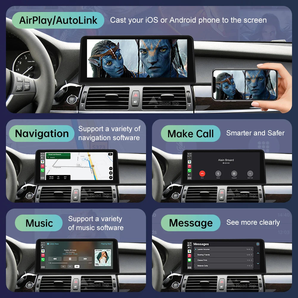 Wireless Carplay Touch Screen For BMW X5 E70 X6 E71 2007-2013 CCC CIC Display Radio Android Auto Car Multimedia Player
