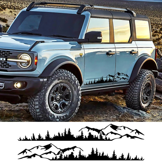 Forest Mountain Range Side Graphic Decal – Vinyl Film Compatible with Ford Bronco 2021 2022 2023