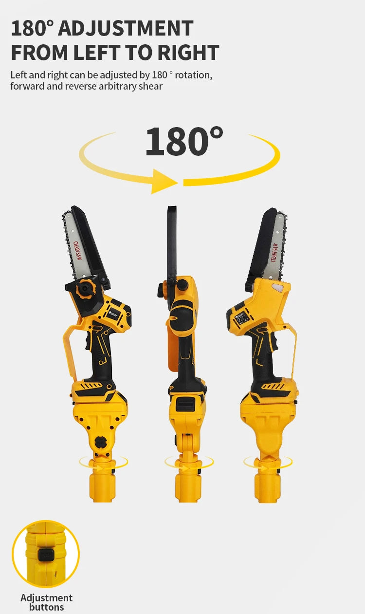Brushless 6 Inch Electric Chainsaw Telescoping Pole Pruner High Branch Saw Garden Tree Pruning Tool For Dewalt 20V Battery Pin