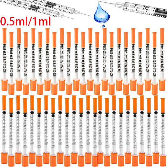45-Pack of 0.5/1ml Disposable Veterinary Syringes with Needles for Pets and Farm Animals
