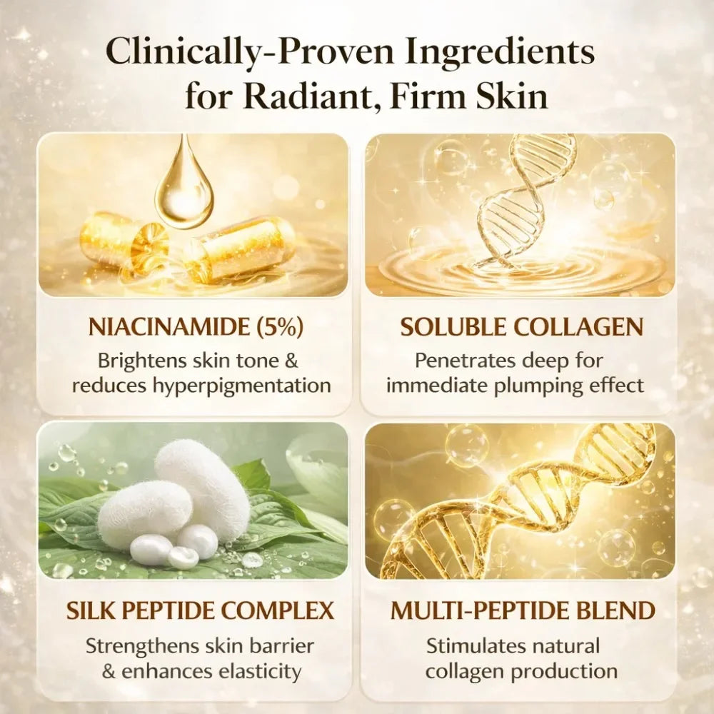 rrAmpoule intensive au collagène et aux peptides de soie, hydratant profond, renforce la peau, lifting, resserrement et fermeté,