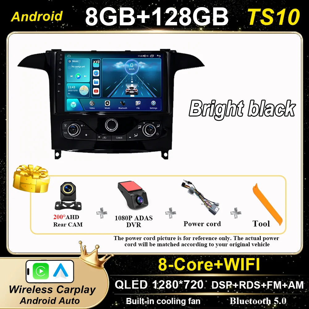 Android 16 For Ford S Max S-MAX 2006-2015 For Ford Galaxy 2014 Auto Multimidia Video Player Carplay Radio Stereo  Car Dvd WIFI