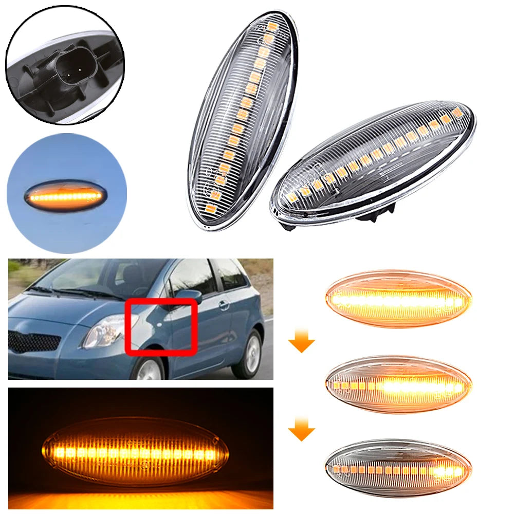 1 Pair LED Car Dynamic Side Marker Blinker Light For Toyota Yaris COROLLA Auris Mk1 E15 RAV4 Mk3 Etios Scroll Turn Signal Lamp