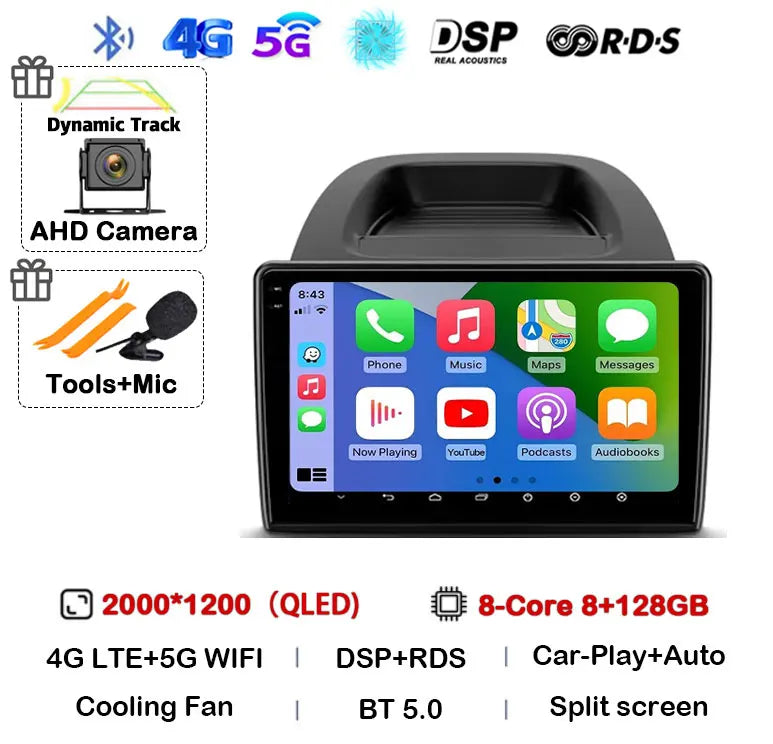 Android 16 Car Radio For Ford EcoSport Eco Sport 2017 2018 - 2023 Carplay Auto GPS Navigation 2 Din Player WIFI+4G Stereo Video