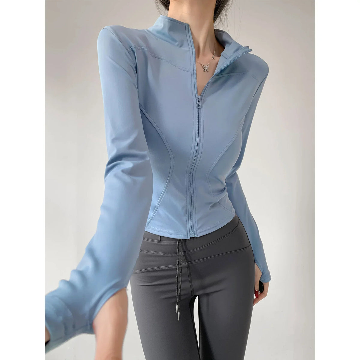 Women's Quick-Dry Yoga Jacket, Slim Zip-Up