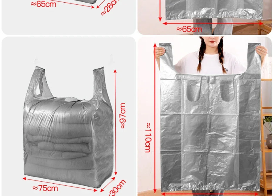 10PCS Large Capacity Plastic Bags Thicken Moving Packaging Bag Clothes Storage Bags for Toys Duvet Blanket Bedding Organizer