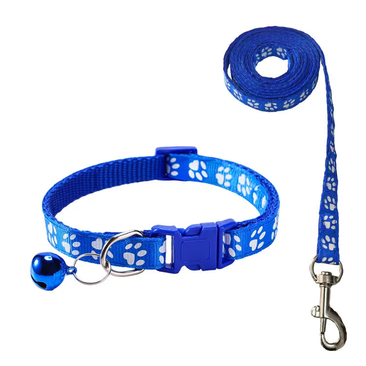 Cat Collar & Leash Set - Cartoon Paw Bell Collar for Kittens