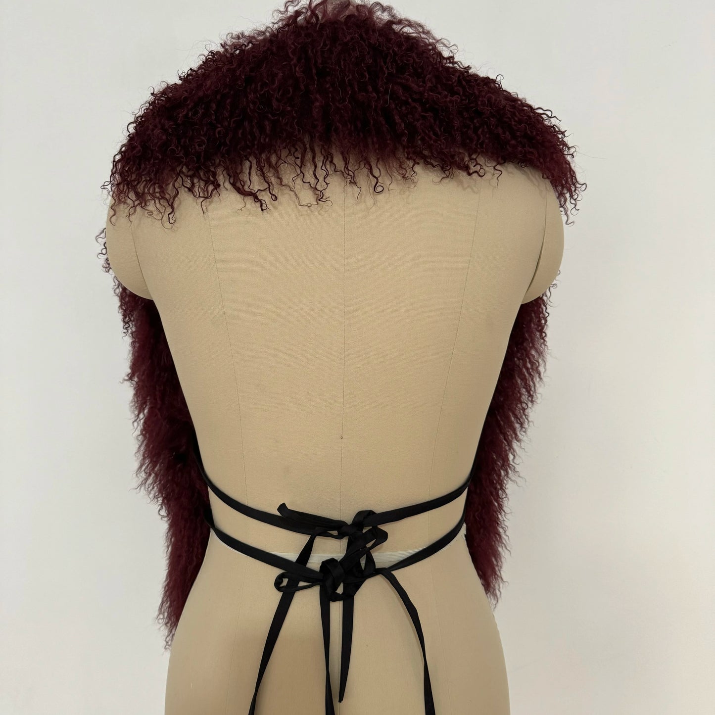 Fluffy Luxury  Real Mongolian Fur Halter Vests Women Solid Deep V-Neck Backless Bandage Sleeveless Jackets Top Outerwear Coat