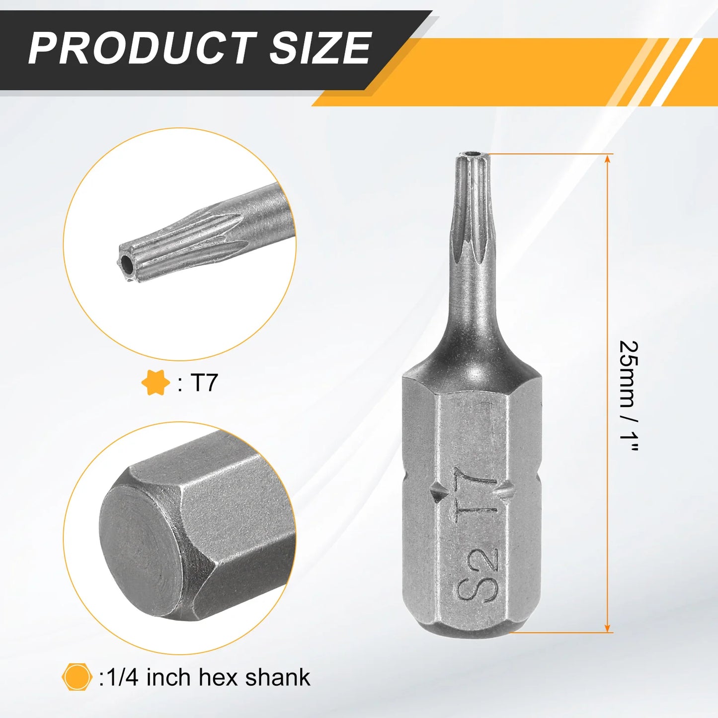 2/5/10pcs T6 T8 T10 T15 T20 T25 T27 T30 T40 Torx Screwdriver Bit 1/4" Hex Shank 25mm S2 Star Head Hex Security Screw Driver Bits