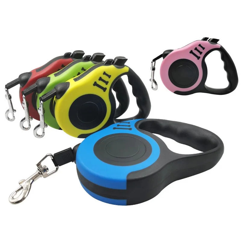 3 or 5 Meter Retractable Leash - Small, Medium & Large Dogs